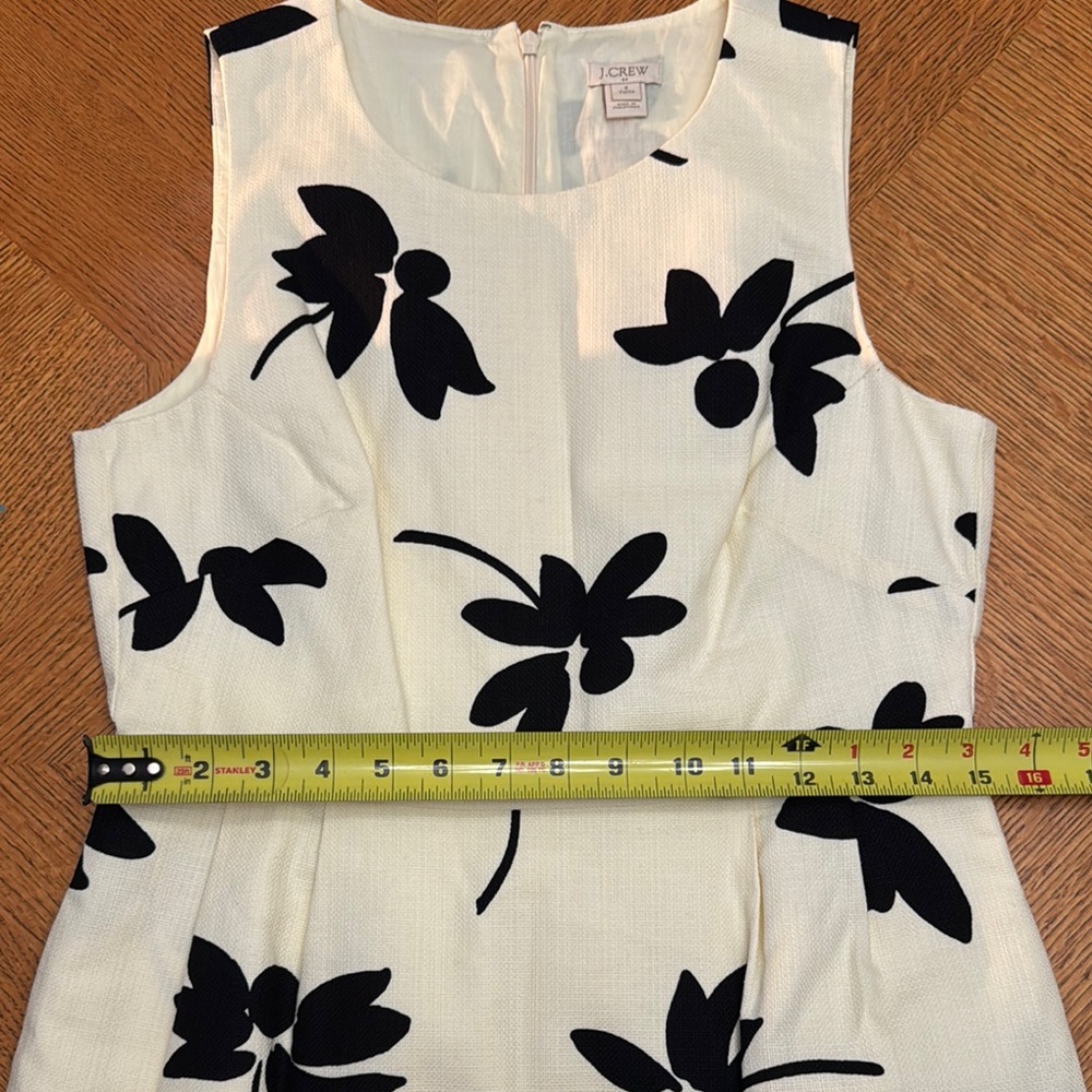J. Crew Black and White Floral Dress Size 8 Petite - Picture 6 of 9